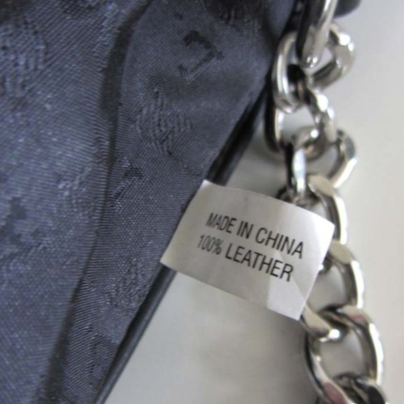 L.A.M.B. Gwen Stefani chain strap black leather crossbody purse - Picture 8 of 9